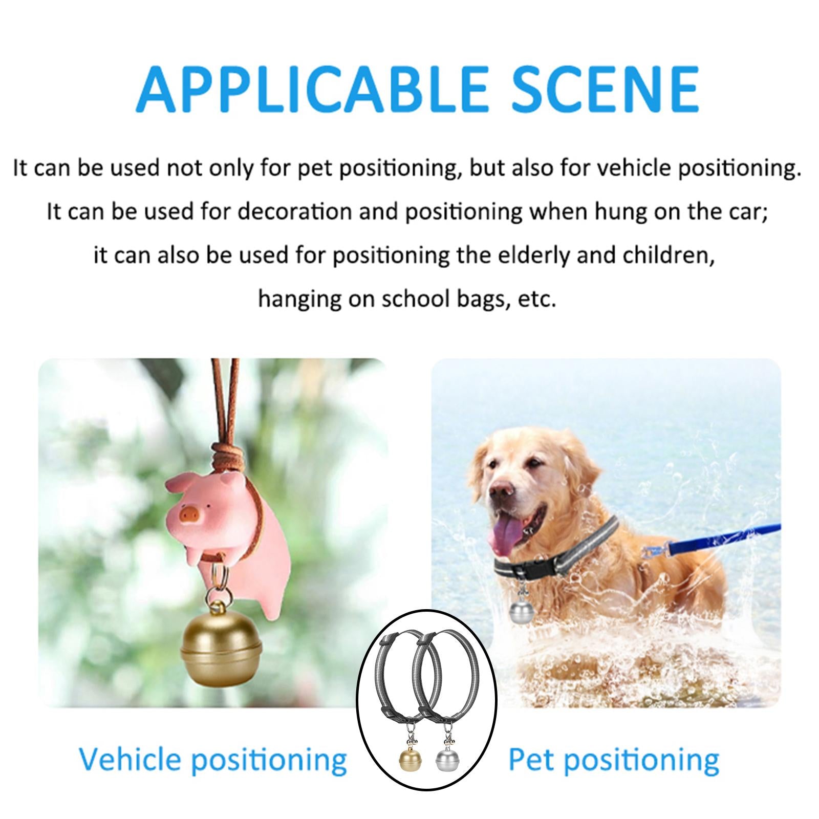 Dogs Cats Smart Pet Bell Tracker GPS Locator Positioning Collar APP Control Golden