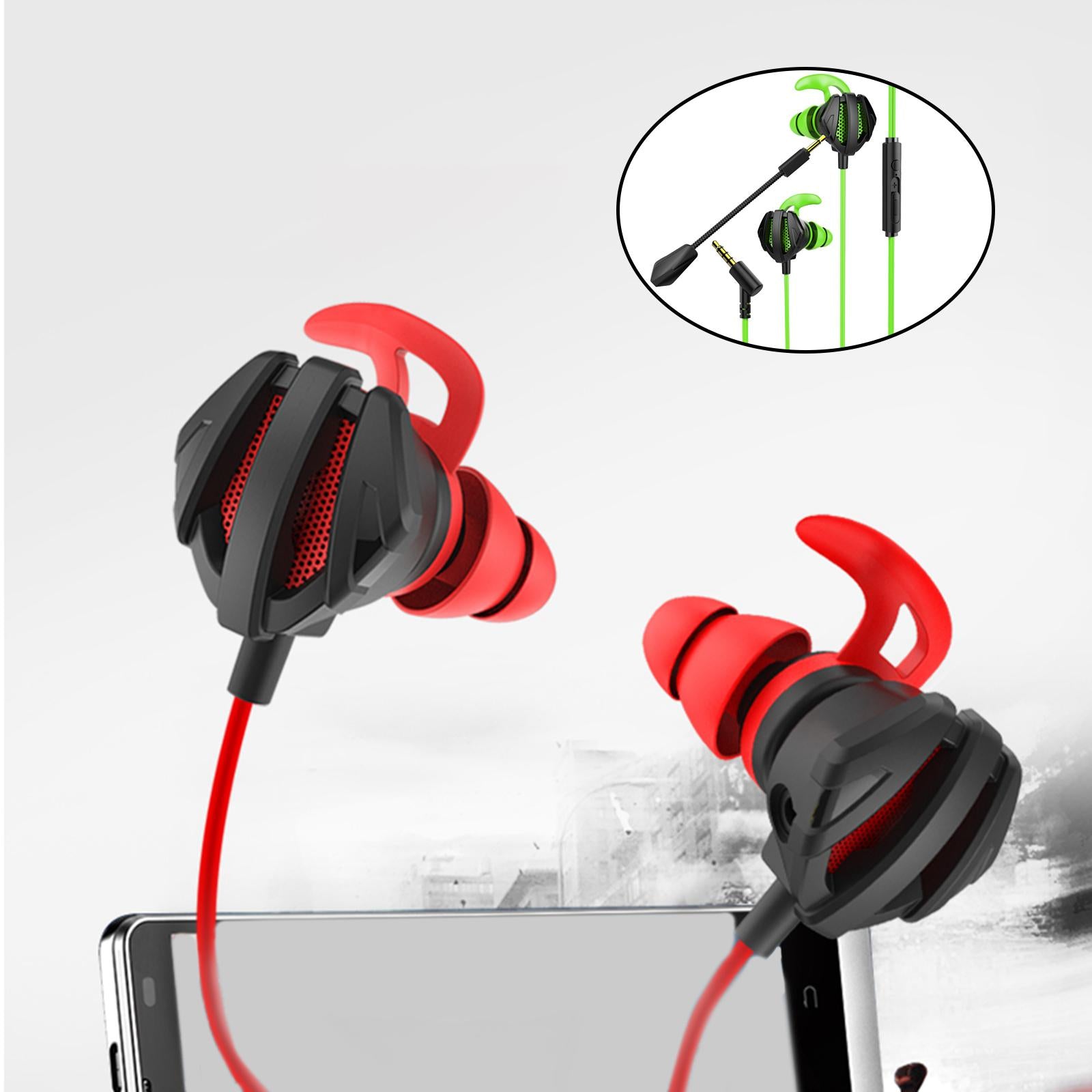 Gaming in Ear Headset Deep Bass for Laptop Games Mobile & PC G6 Black Green