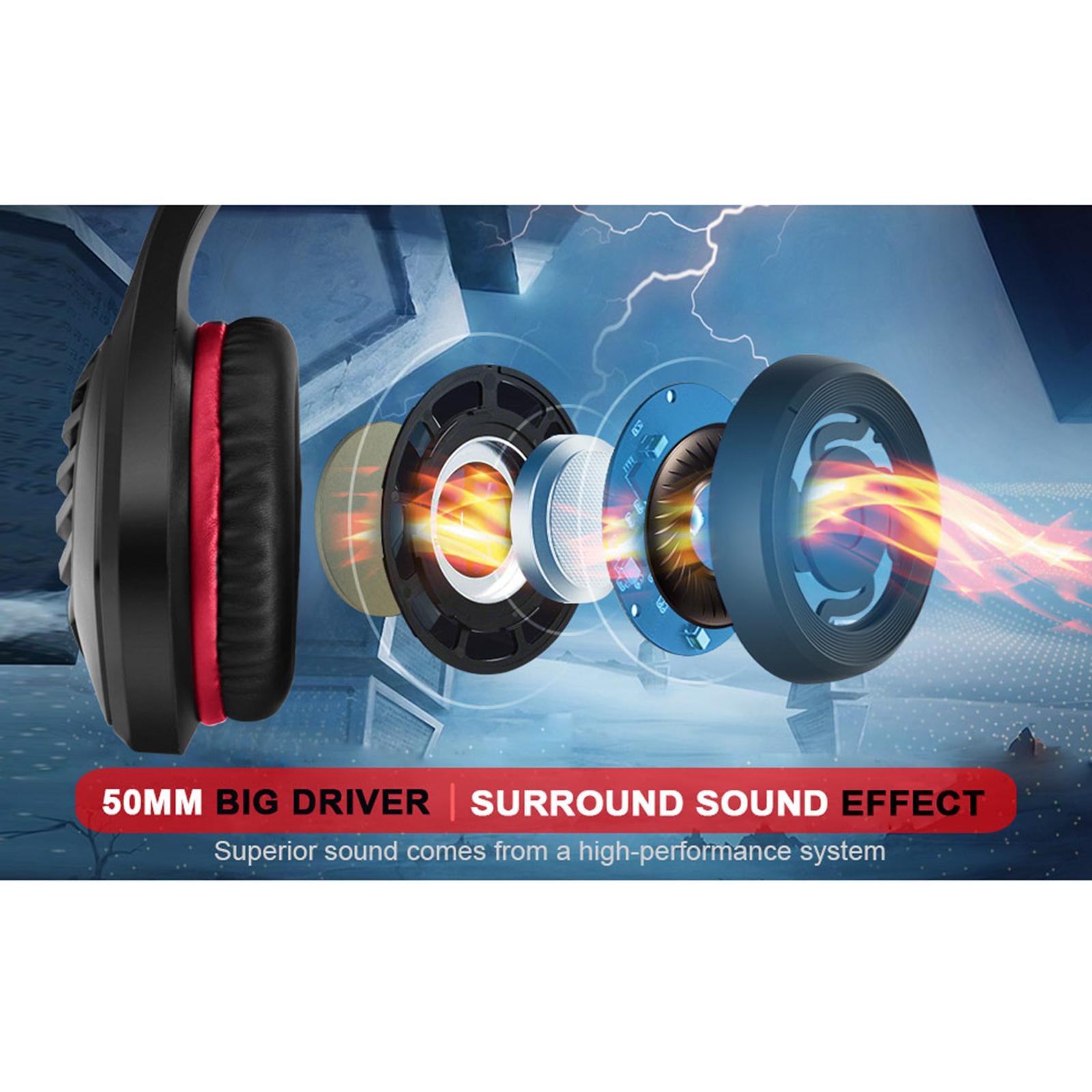 Gaming Headset Eating Chicken Luminous with Microphone for Smartphones Music Black Red