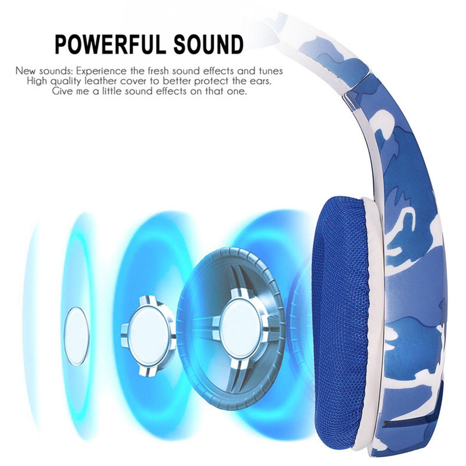 Gaming Headset Bass Eating Chicken Over-Ear Wired for Laptop Computer Music Camouflage Blue