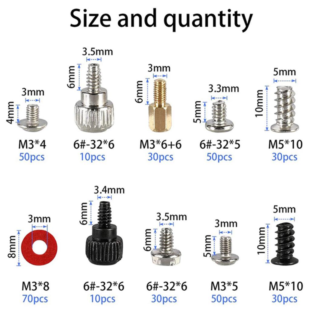 360Pcs Computer Screw Kit Power Graphics Motherboard Fan for Laptop Notebook