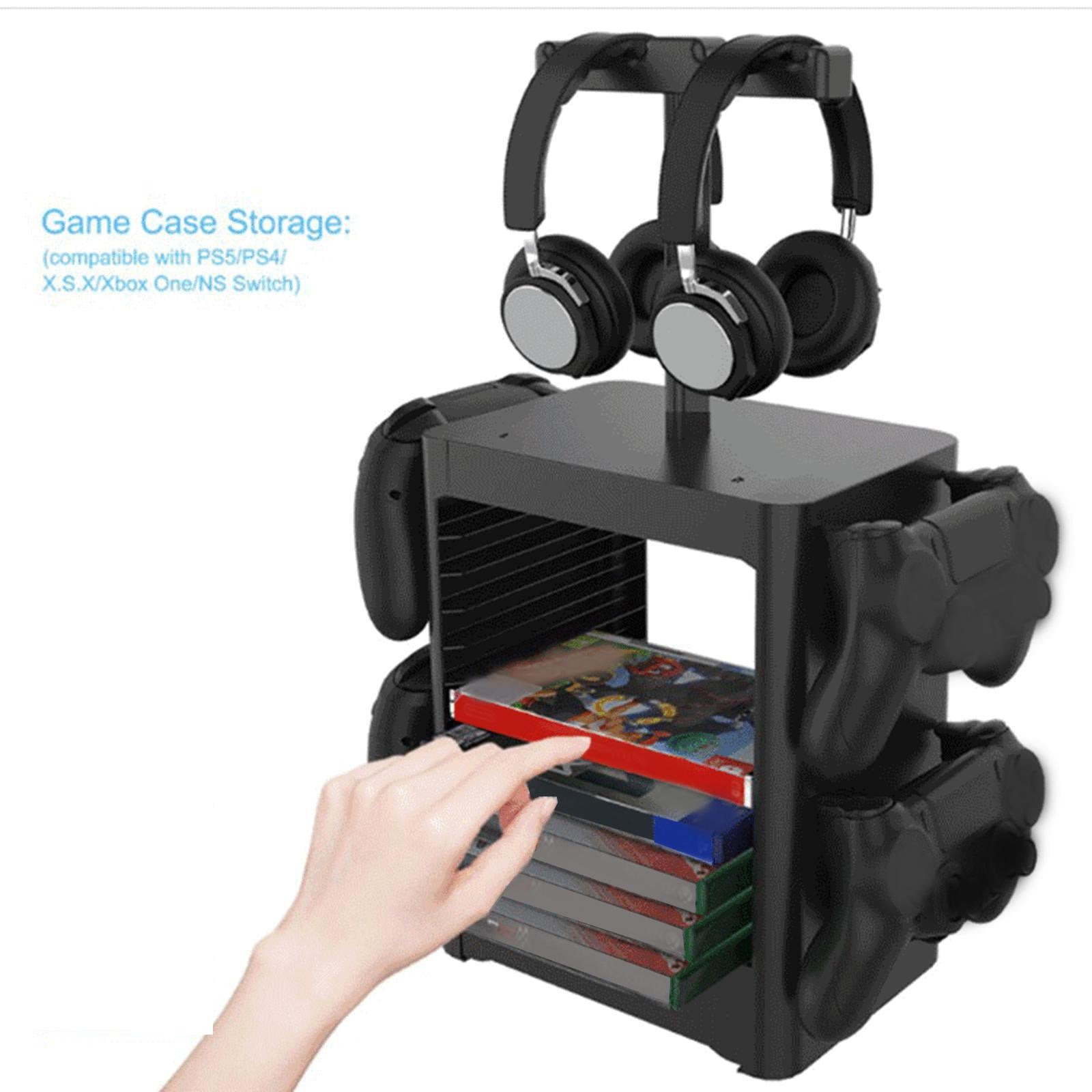 Disc Rack and Controller Headset Vertical Stand Holder for PS5 Black