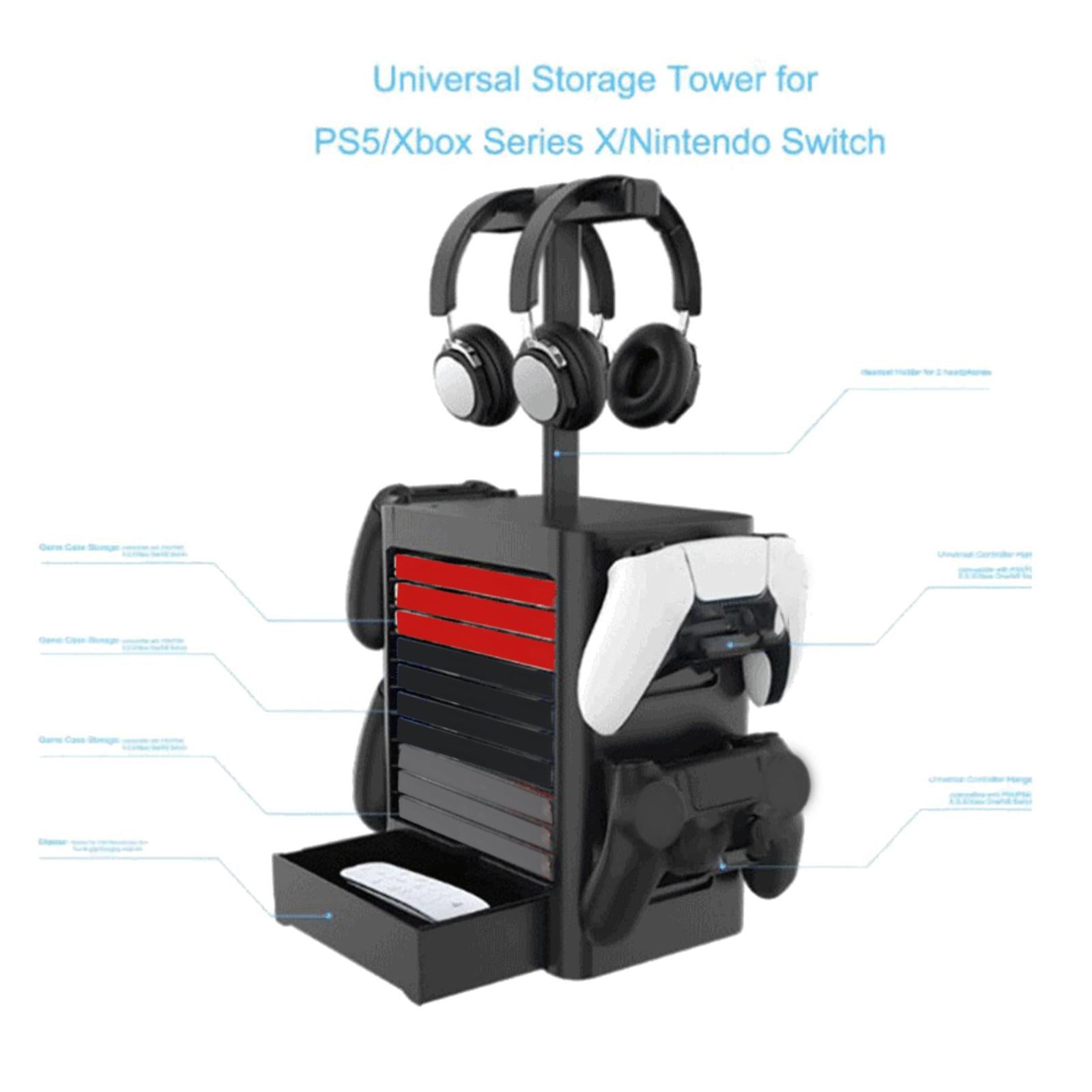 Disc Rack and Controller Headset Vertical Stand Holder for PS5 Black