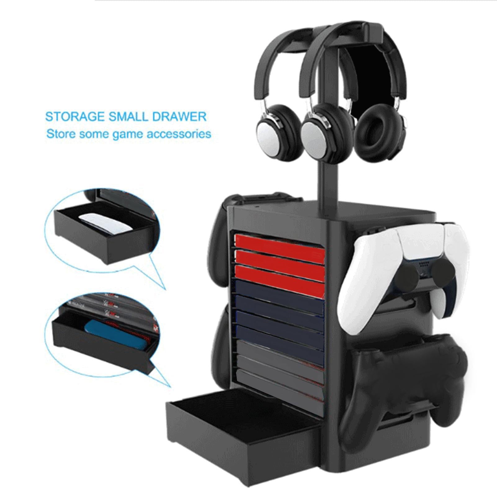 Disc Rack and Controller Headset Vertical Stand Holder for PS5 Black
