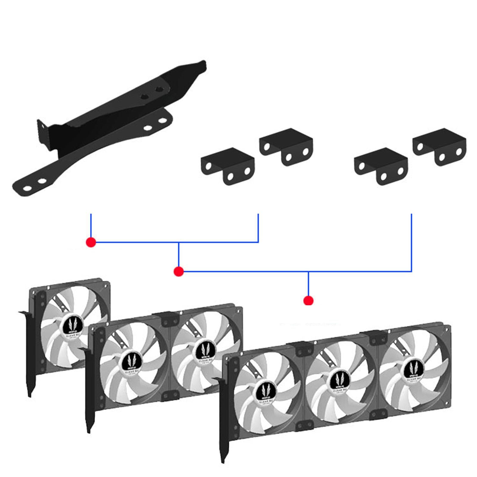 PCI Slot Graphics Card DIY Fan Bracket Computer Desktop Radiator Rack Black