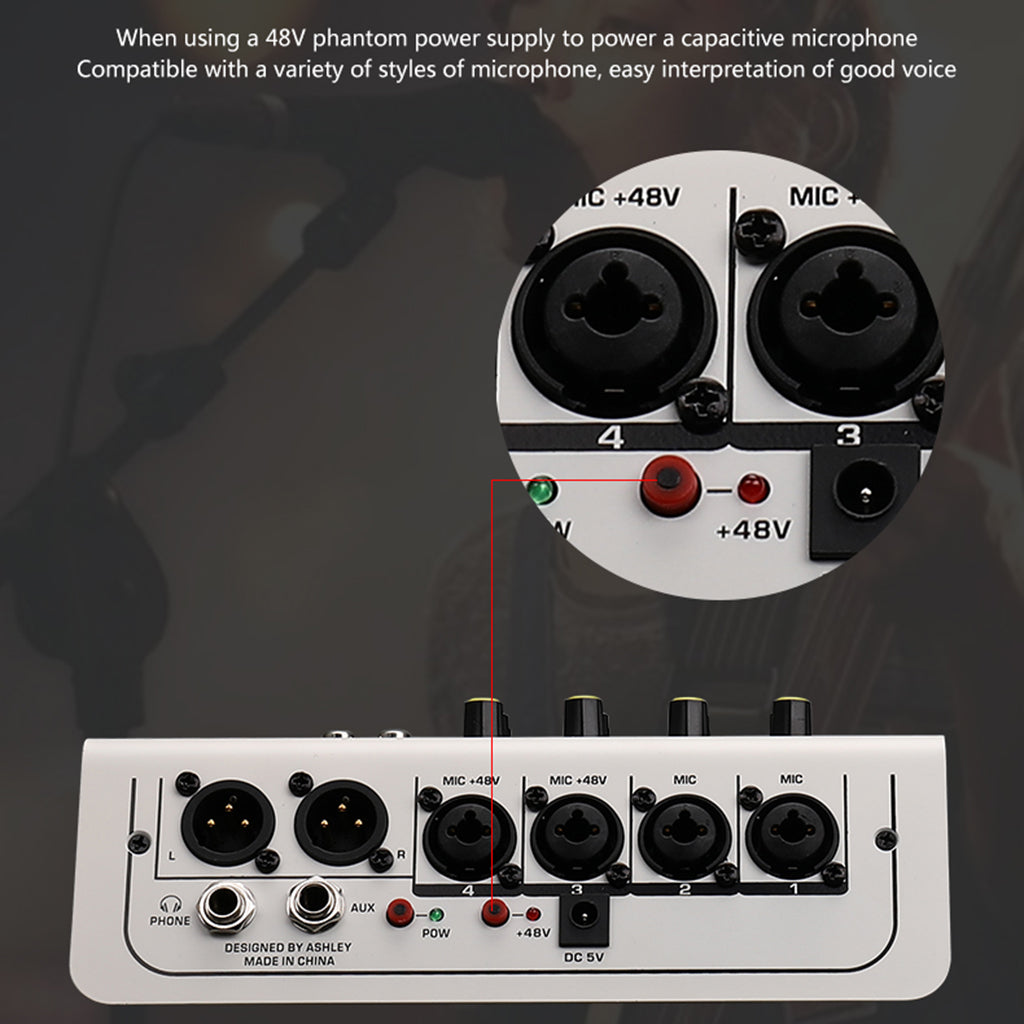 Audio Mixer 6-Channel Stereo Computer PC Input MP3 for Recording Webcast