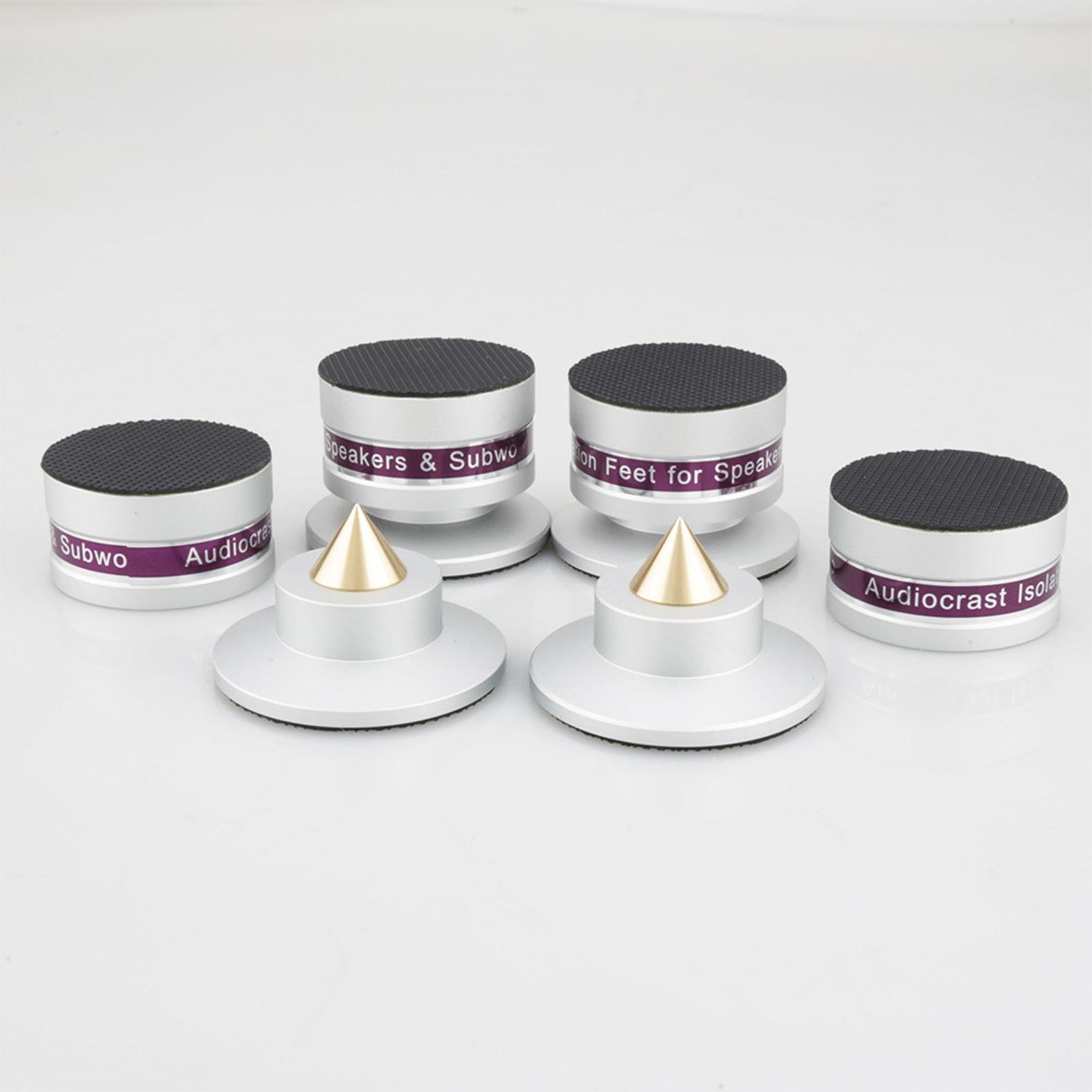 Aluminum Speaker Isolation Spikes Stand Base for Turntables Amp Silver 4pcs