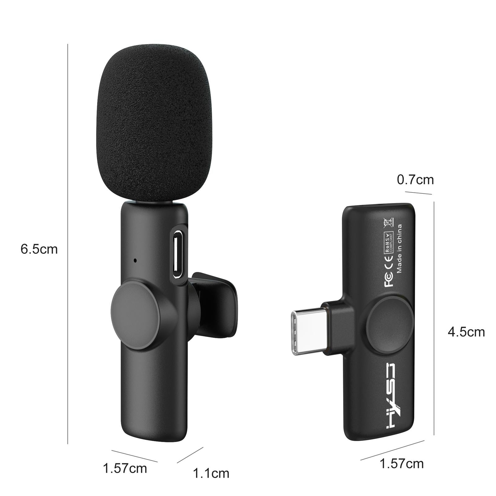 Wireless Lavalier Microphone 2.4G Type-C Synchronization for Video Vlog