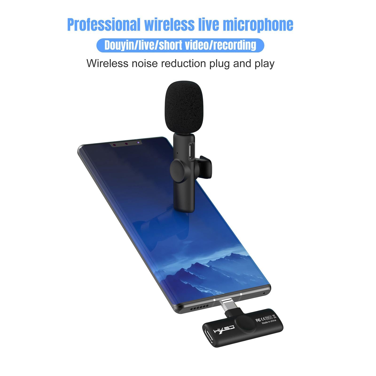 Wireless Lavalier Microphone 2.4G Type-C Synchronization for Video Vlog