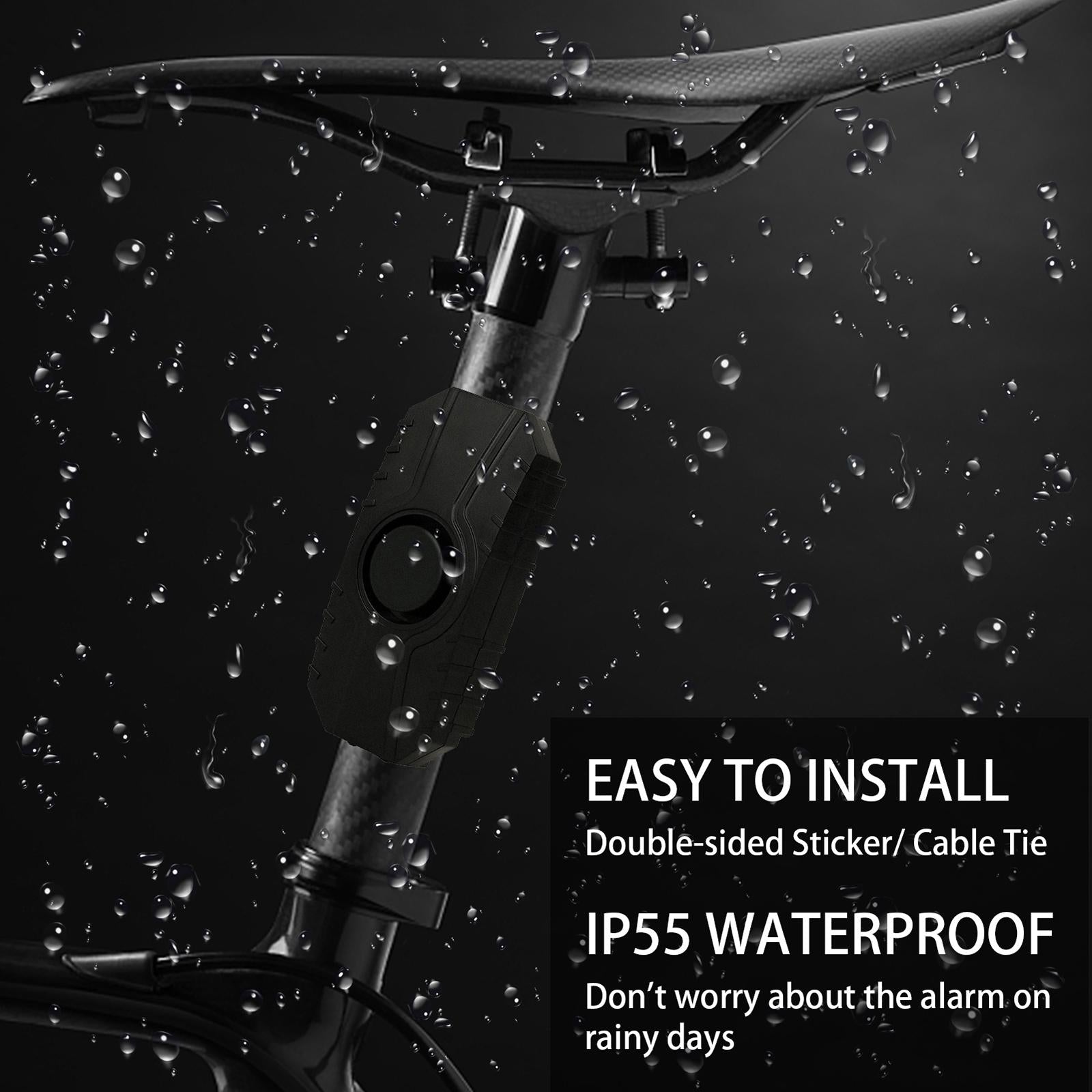 Bike Alarm Loud 113dB Wireless Vibration IP55 Waterproof  with 1x remote