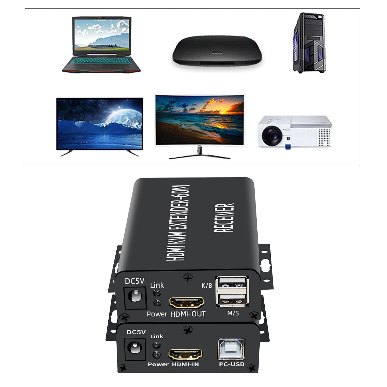 HDMI KVM Extender 60M Transmitter Receiver Plug Type UK