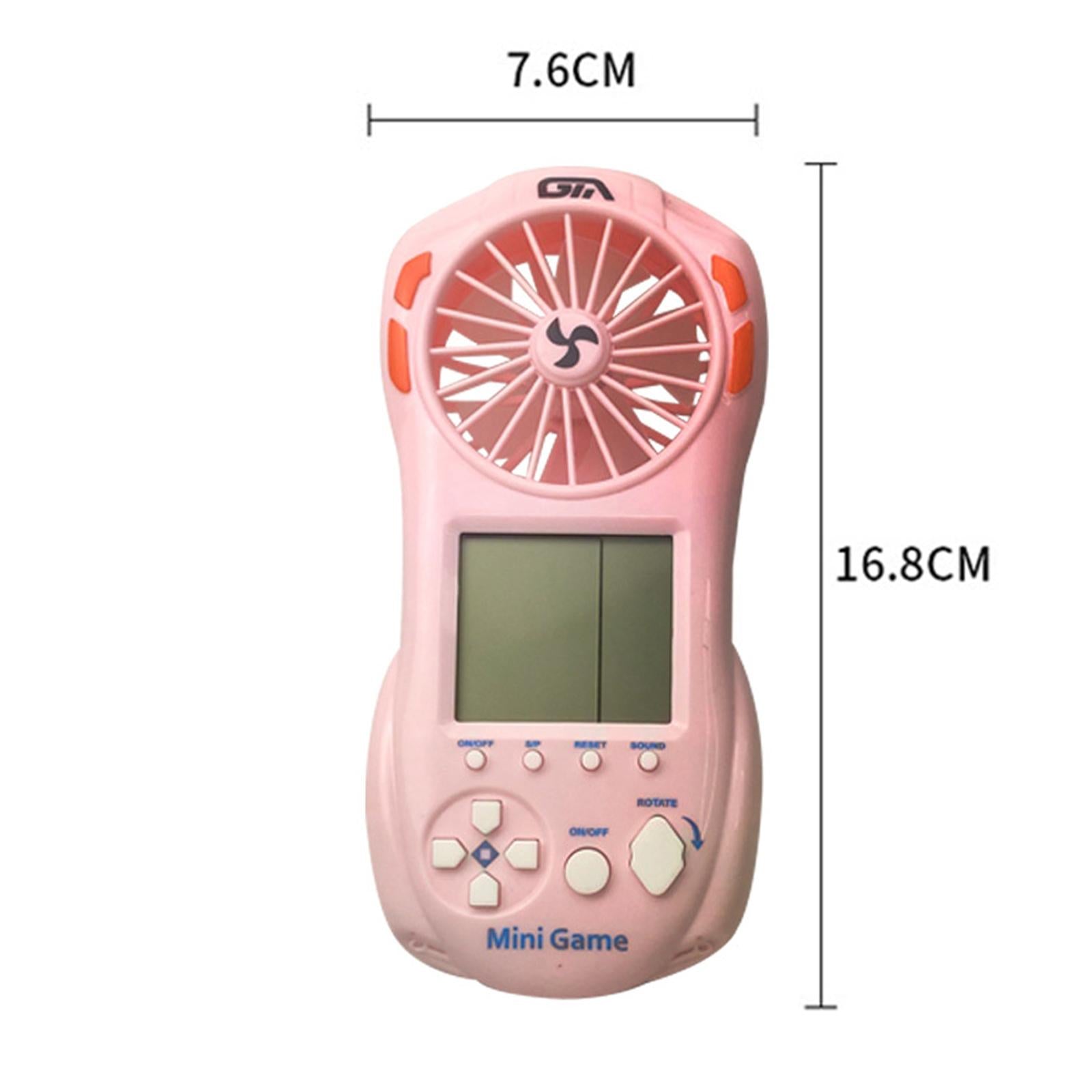 Electronic Game Console with Small Fan Handheld Mini Child  Pink