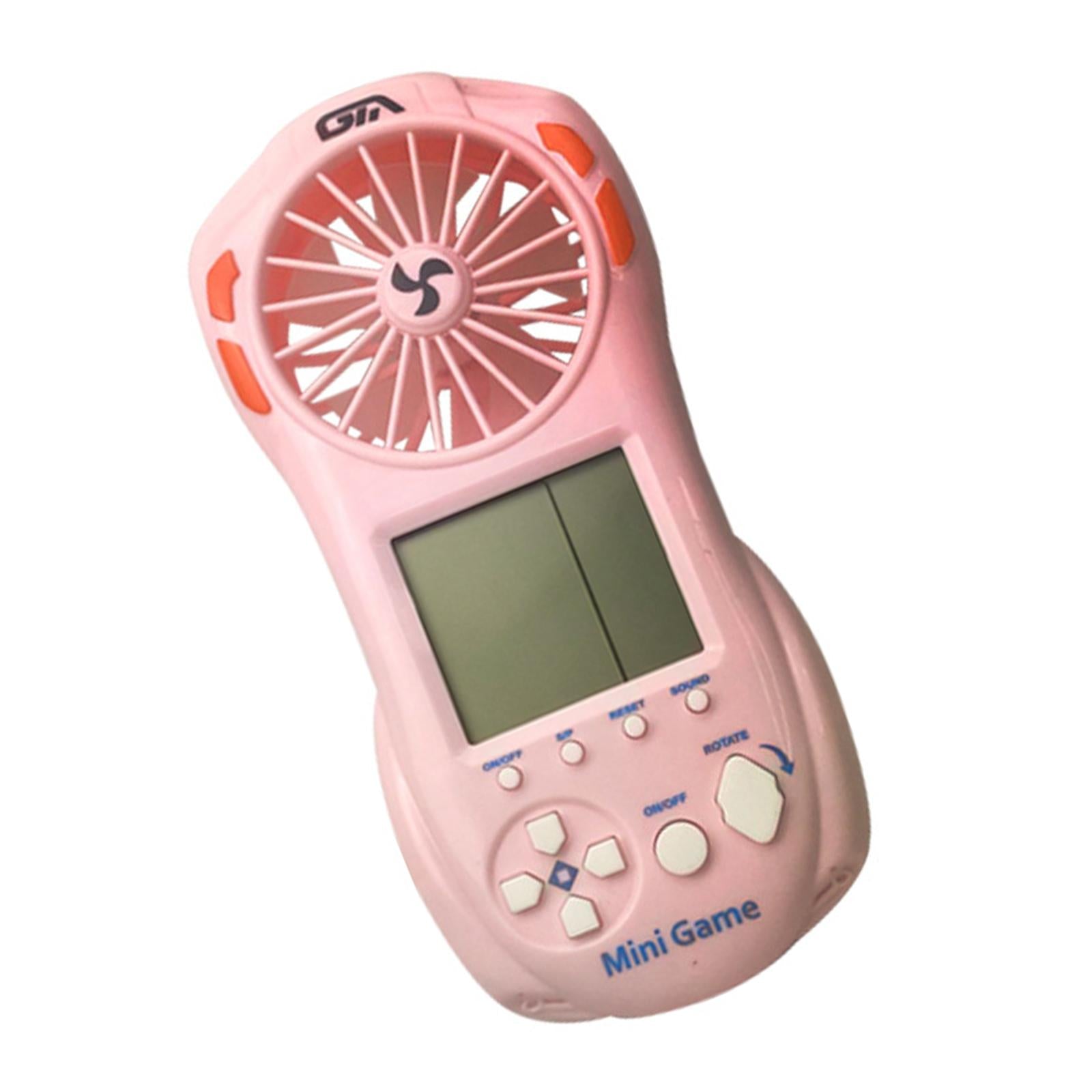 Electronic Game Console with Small Fan Handheld Mini Child  Pink