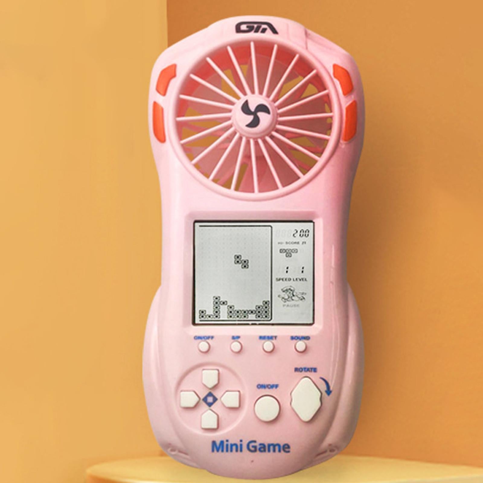 Electronic Game Console with Small Fan Handheld Mini Child  Pink