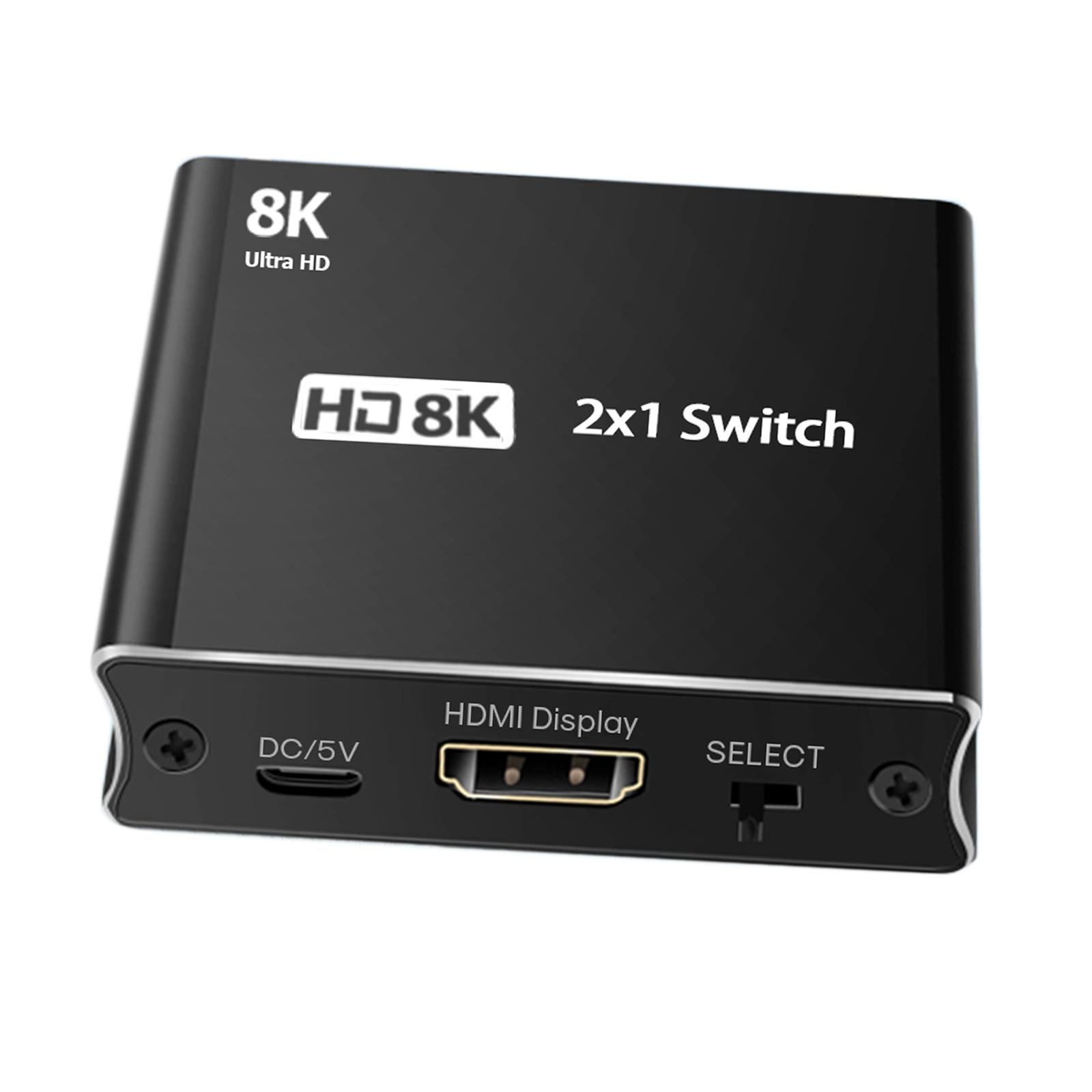 2x1 Switch 8K HDMI 2.1 Splitter 2 in 1 Out 4K 120Hz Aluminum for PS5 DVD