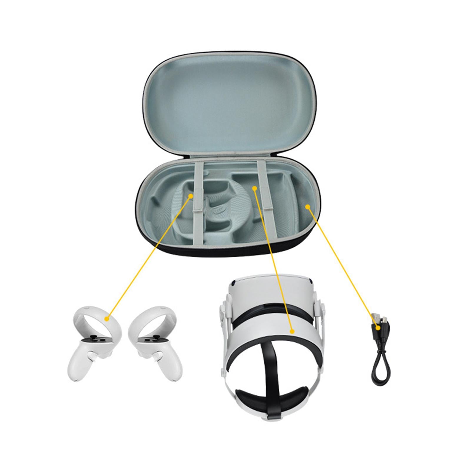 For Quest 2 VR Headset Elite Strap Storage Bag with Battery Carrying Case Grey