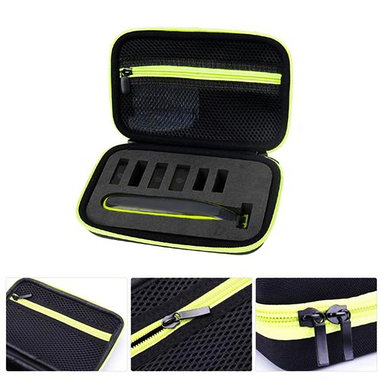 Shaver Storage Box with Soft Lining for Philips Norelco QP2520/72 Green Zipper