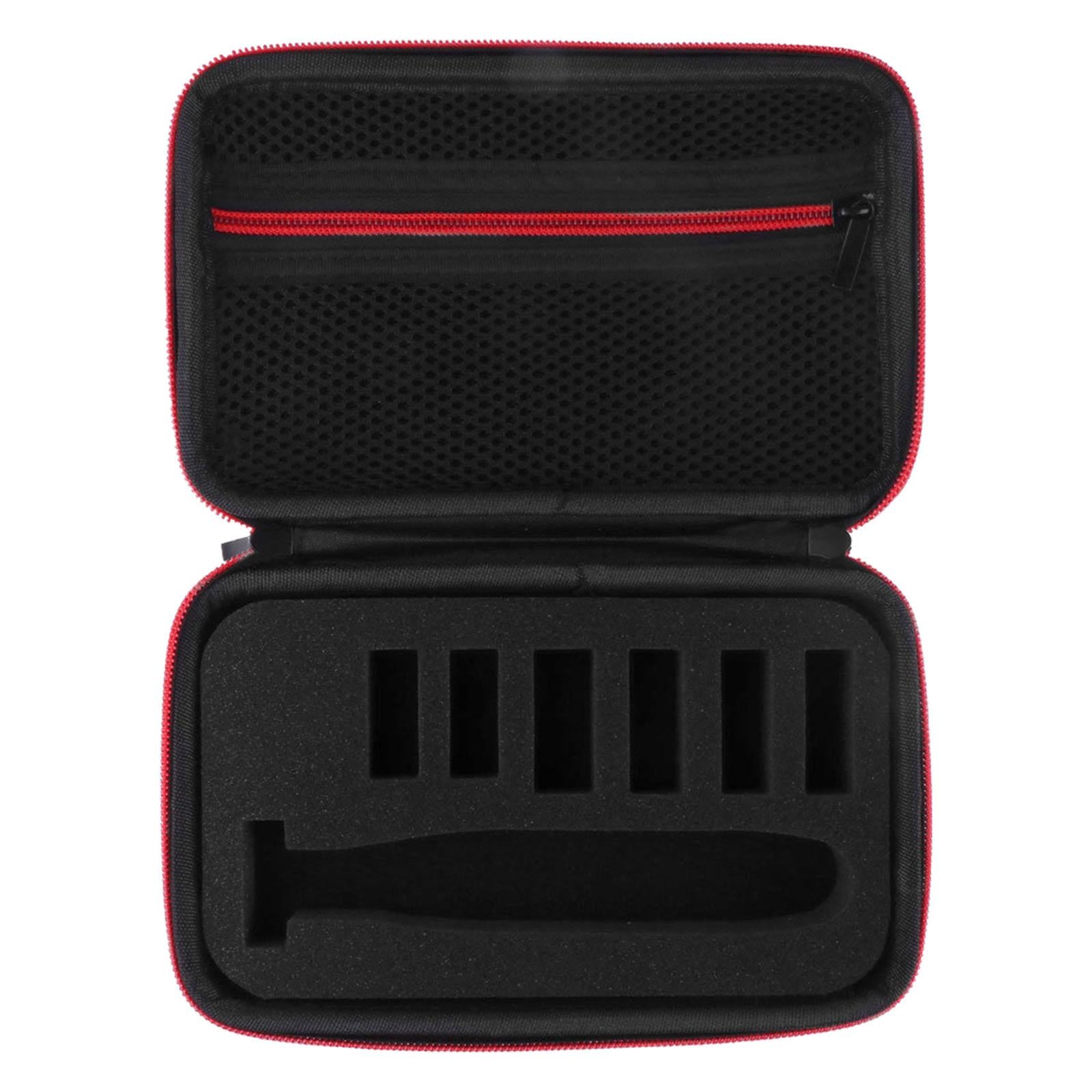 Shaver Storage Box with Soft Lining for Philips Norelco QP2520/72 Red Zipper