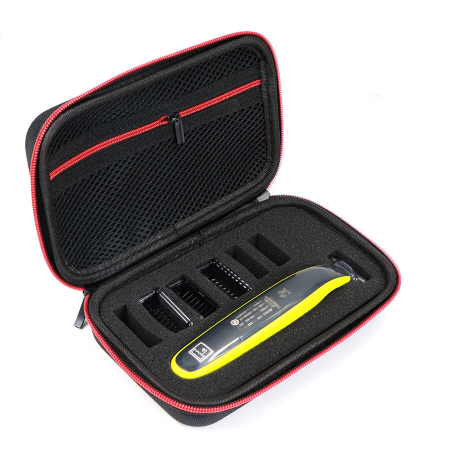 Shaver Storage Box with Soft Lining for Philips Norelco QP2520/72 Red Zipper