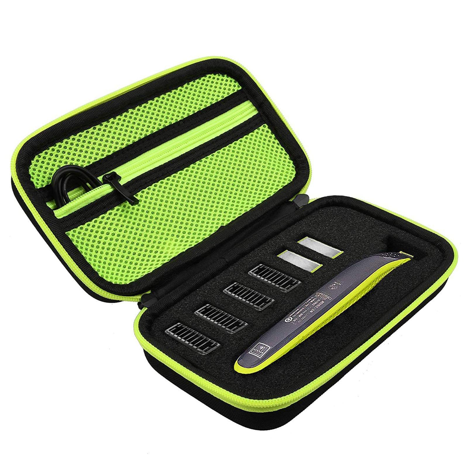 Shaver Storage Box with Soft Lining for Philips Norelco QP2520/72 Green Net Bag