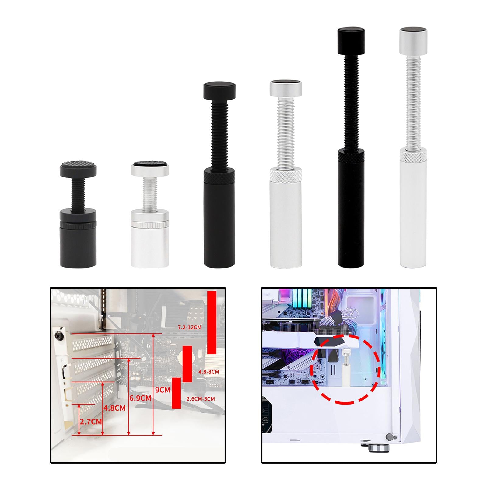 Telescopic Graphics Card Holder Durable Height Adjustable for Desktop PC Black 26mmx15mm