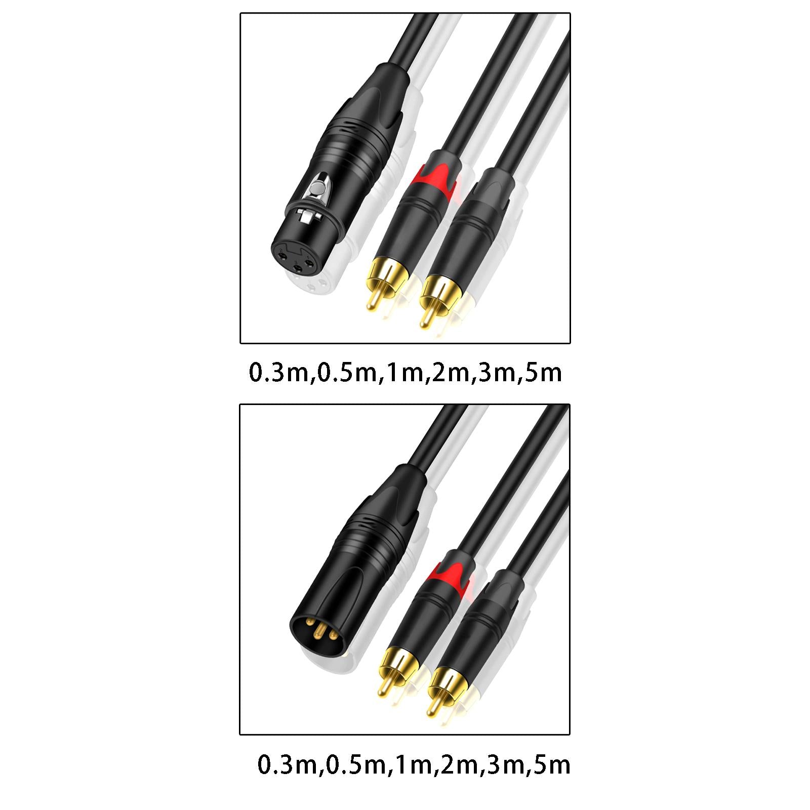 XLR to Dual  HiFi Stereo Audio Connection Shielded for Recorders Male 0.3M