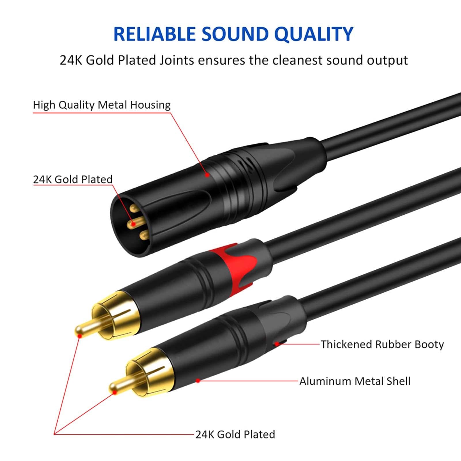 XLR to Dual  HiFi Stereo Audio Connection Shielded for Recorders Male 2M
