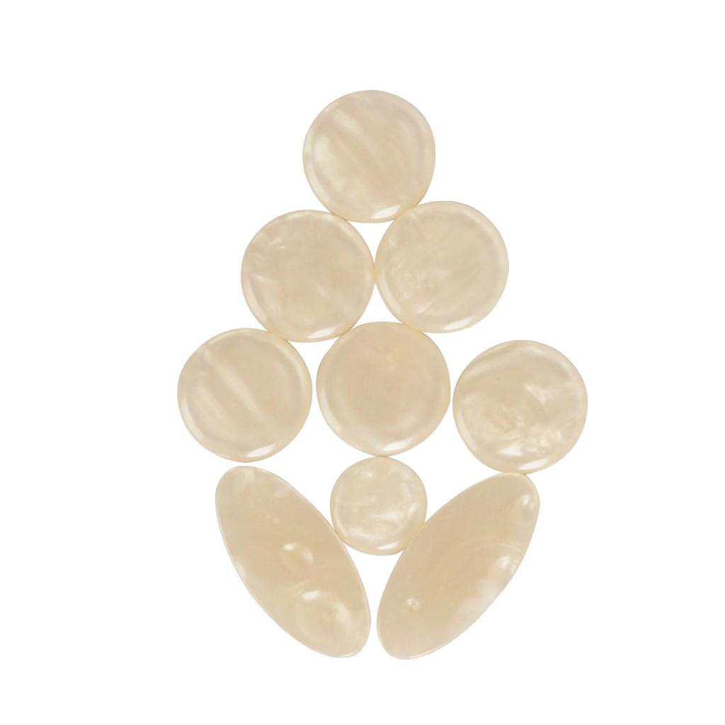 9 Pieces White Shell Key Button Inlays for Alto Tenor Soprano Saxophone Sax