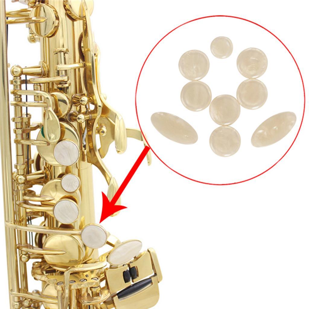 9 Pieces White Shell Key Button Inlays for Alto Tenor Soprano Saxophone Sax