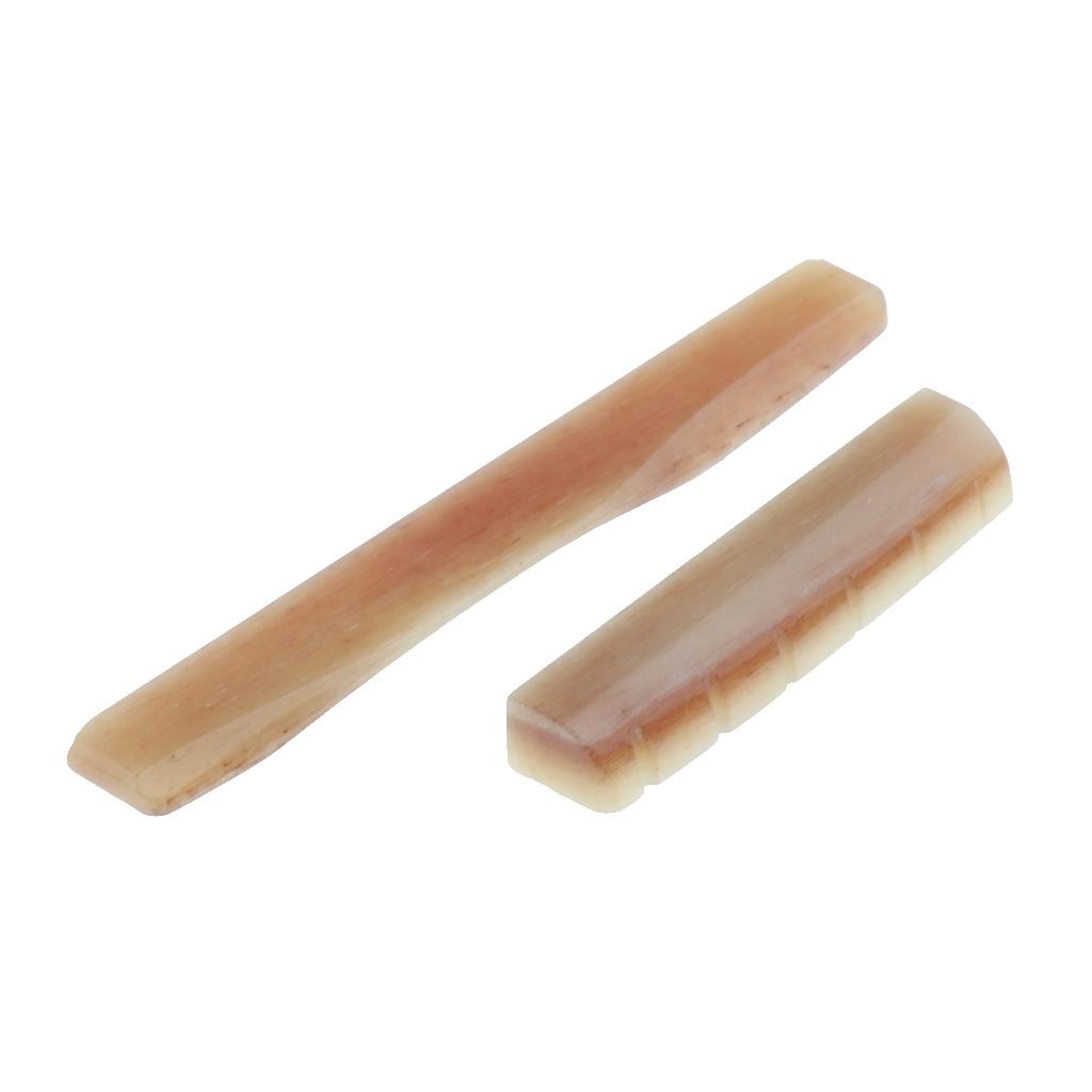 2pcs Acoustic Guitar Bridge Saddle Nut Guitar Replacement Parts Light Red