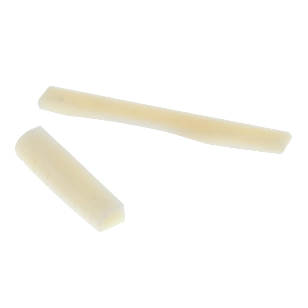 2pcs Acoustic Guitar Bridge Saddle Nut Guitar Replacement Parts Beige Color