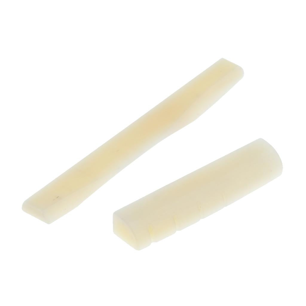 2pcs Acoustic Guitar Bridge Saddle Nut Guitar Replacement Parts Beige Color