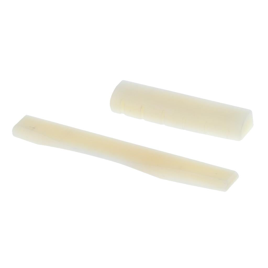 2pcs Acoustic Guitar Bridge Saddle Nut Guitar Replacement Parts Beige Color