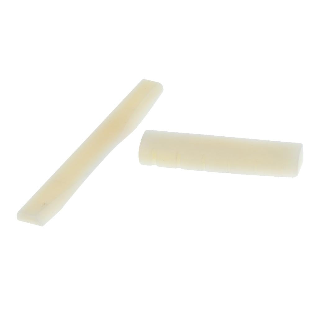 2pcs Acoustic Guitar Bridge Saddle Nut Guitar Replacement Parts Beige Color