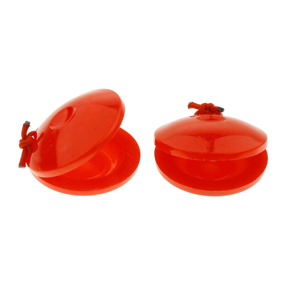 1 Pair Plastic Castanet Kids Percussion Toy Red