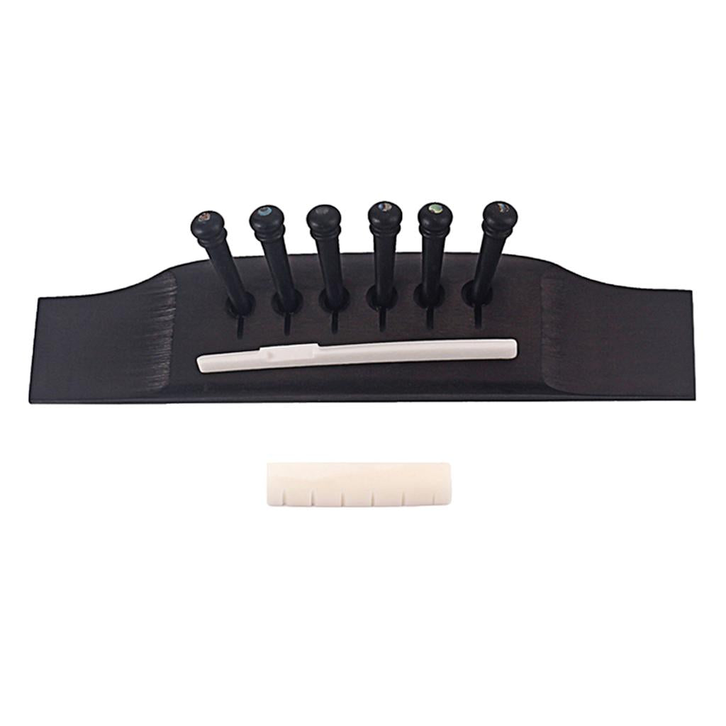 Wooden Bridge String Pegs Saddle Nut Kit for Acoustic Folk Guitar