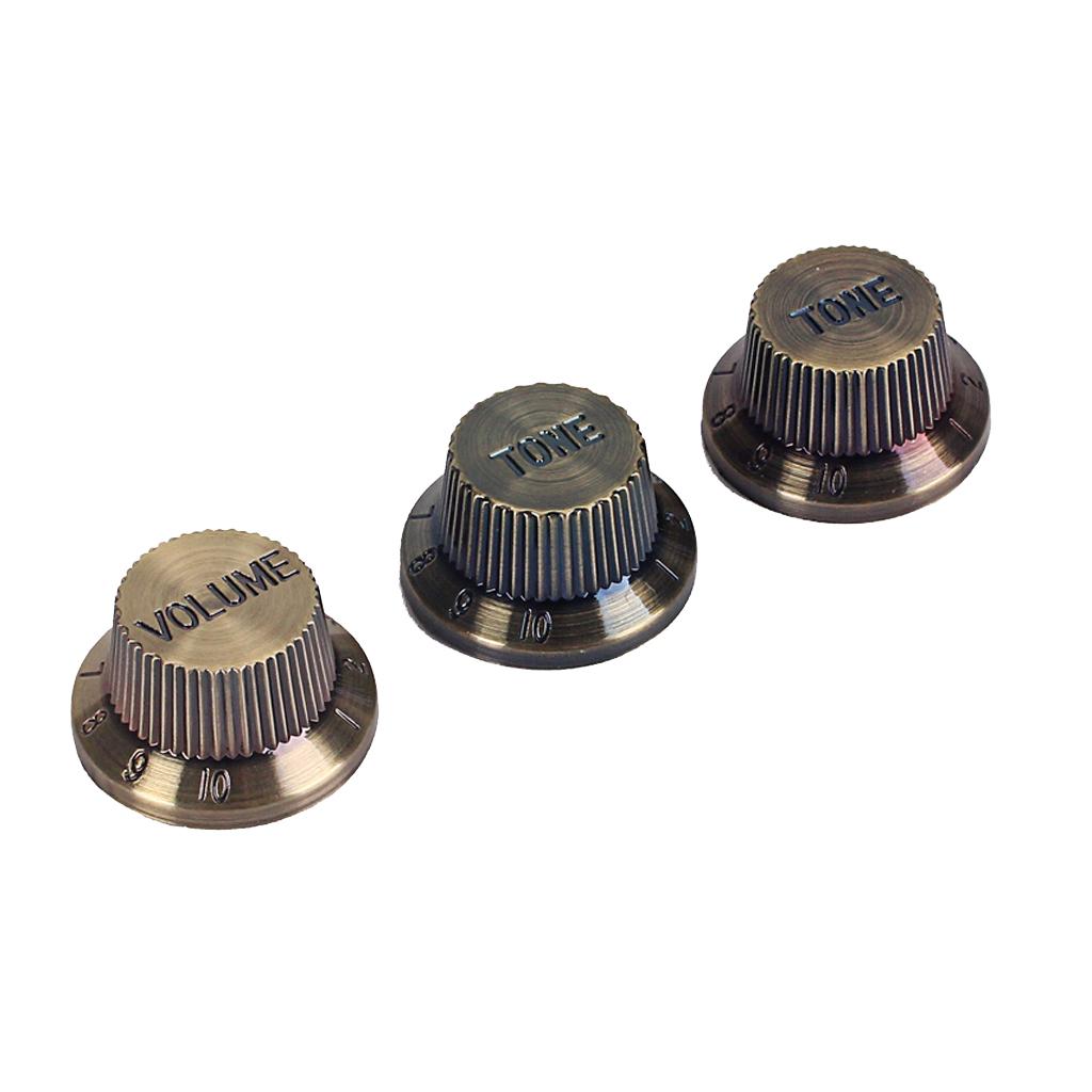 3pcs Bronze Speed Volume Tone Control Knobs For Electric Guitar