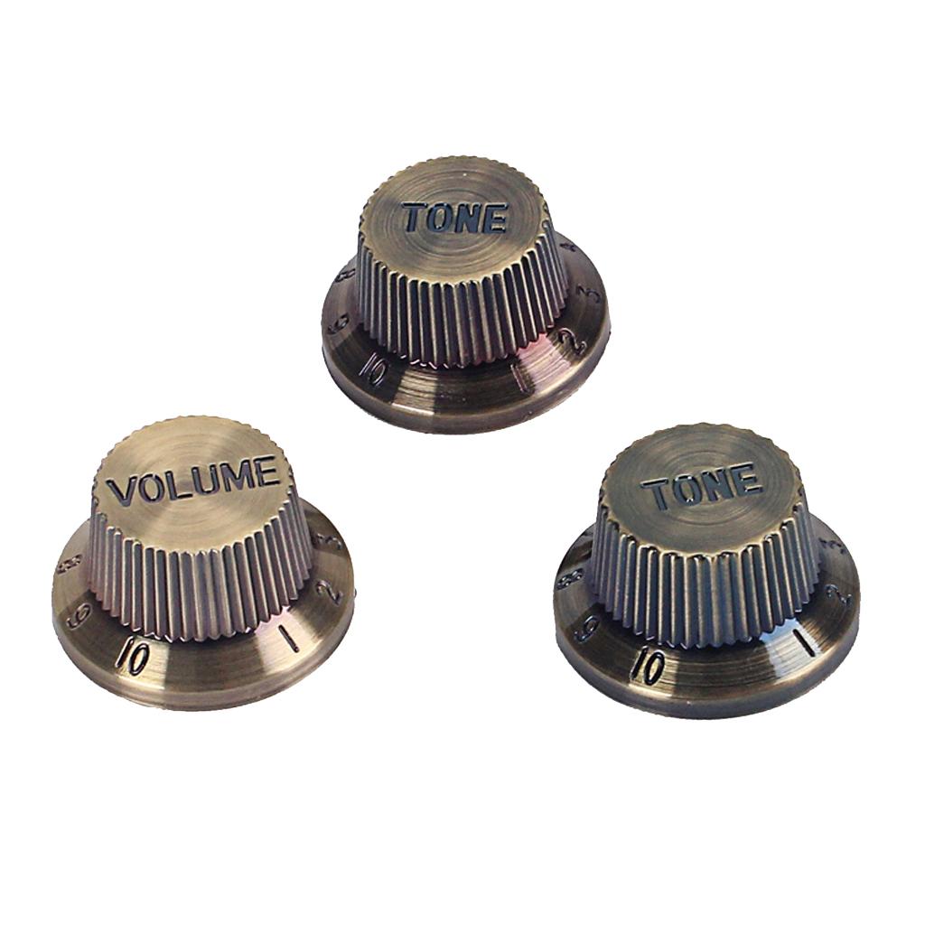 3pcs Bronze Speed Volume Tone Control Knobs For Electric Guitar