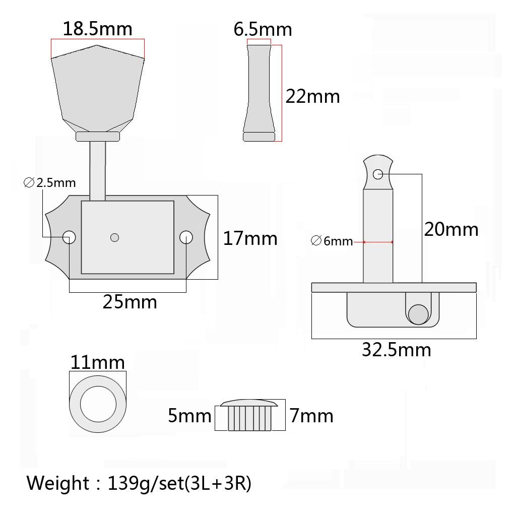 6x Electric Guitar Tuning Peg String Tuners Machine Heads Tuners Keys Silver