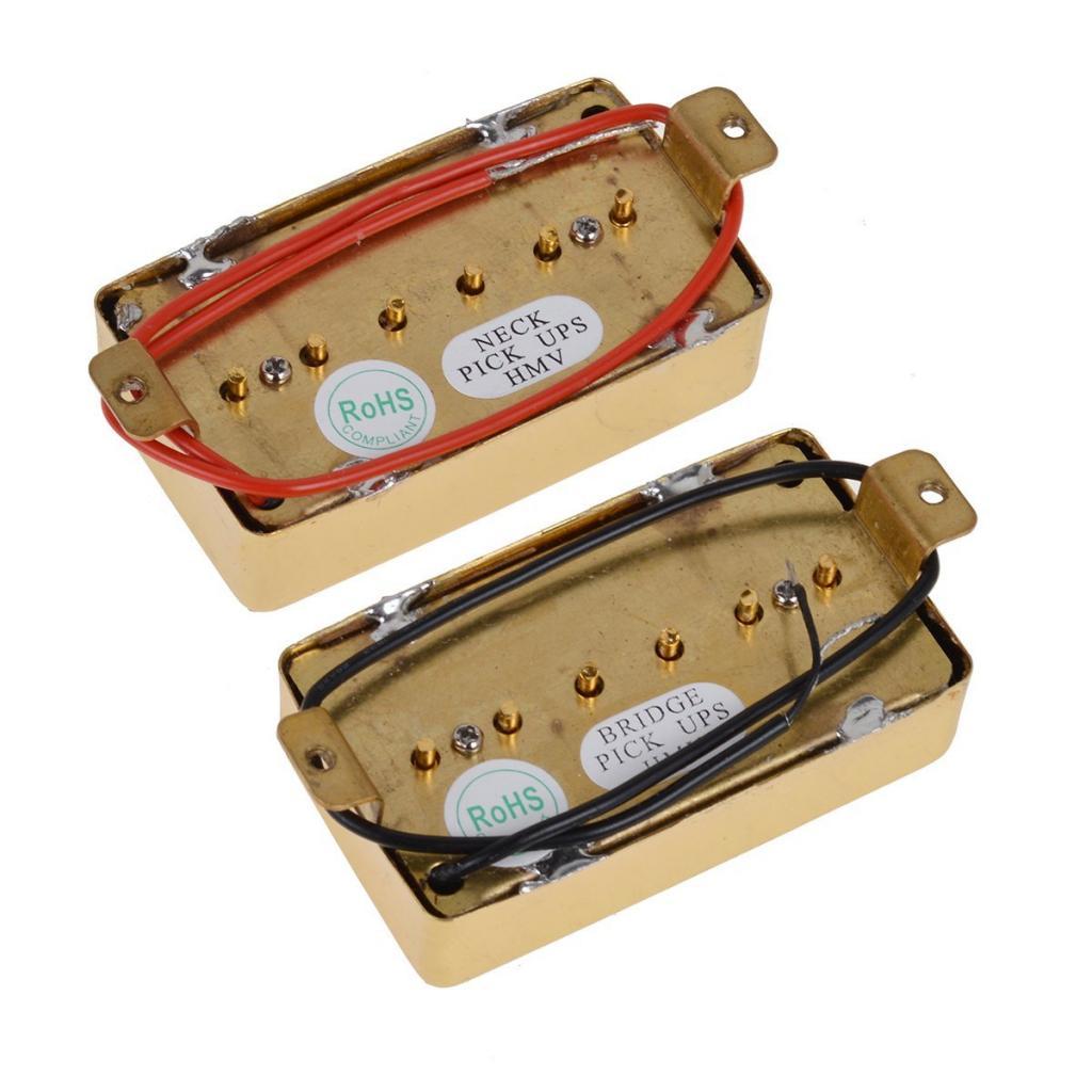 2 Pieces Electric Guitar Pickups Double Coil Humbucker Pickups Golden Black