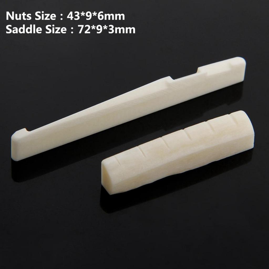 6 String Acoustic Guitar Bridge Saddle and Nut +6pcs Guitar Bone Bridge Pins