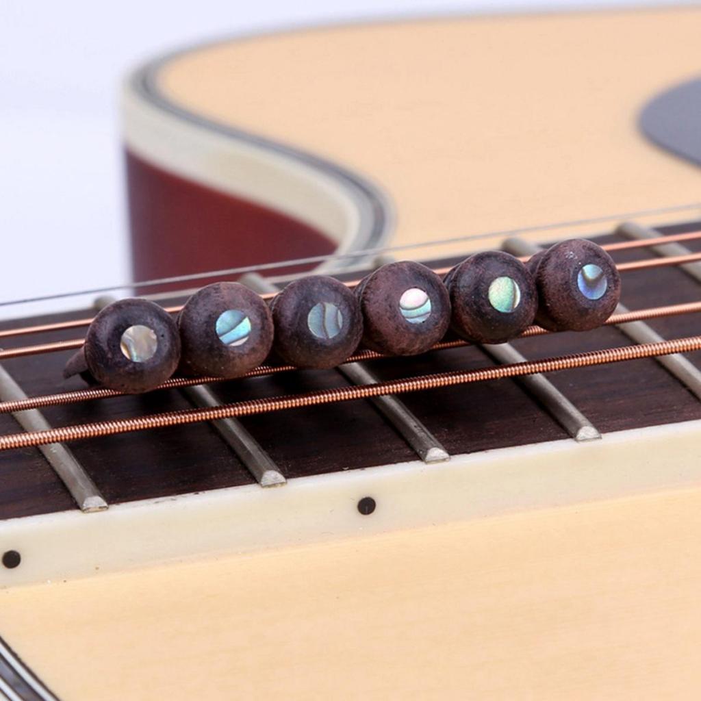 6 String Acoustic Guitar Bridge Saddle and Nut +6pcs Guitar Bone Bridge Pins
