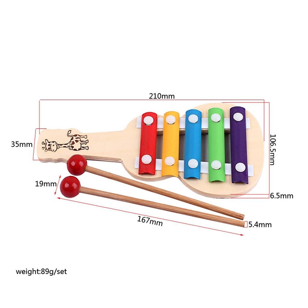 5 Key Glockenspiel Xylophone with 2 Safe Mallets Kids Music Instruments Toy