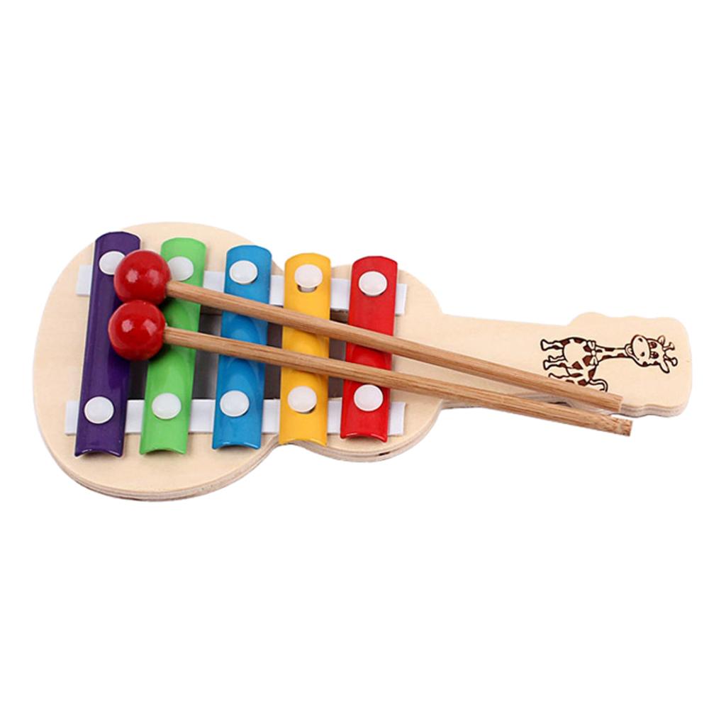 5 Key Glockenspiel Xylophone with 2 Safe Mallets Kids Music Instruments Toy