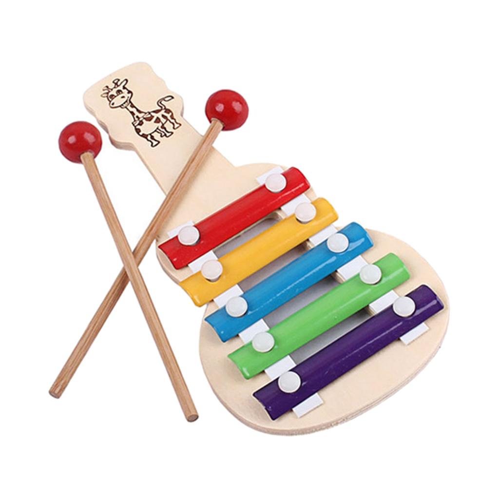 5 Key Glockenspiel Xylophone with 2 Safe Mallets Kids Music Instruments Toy