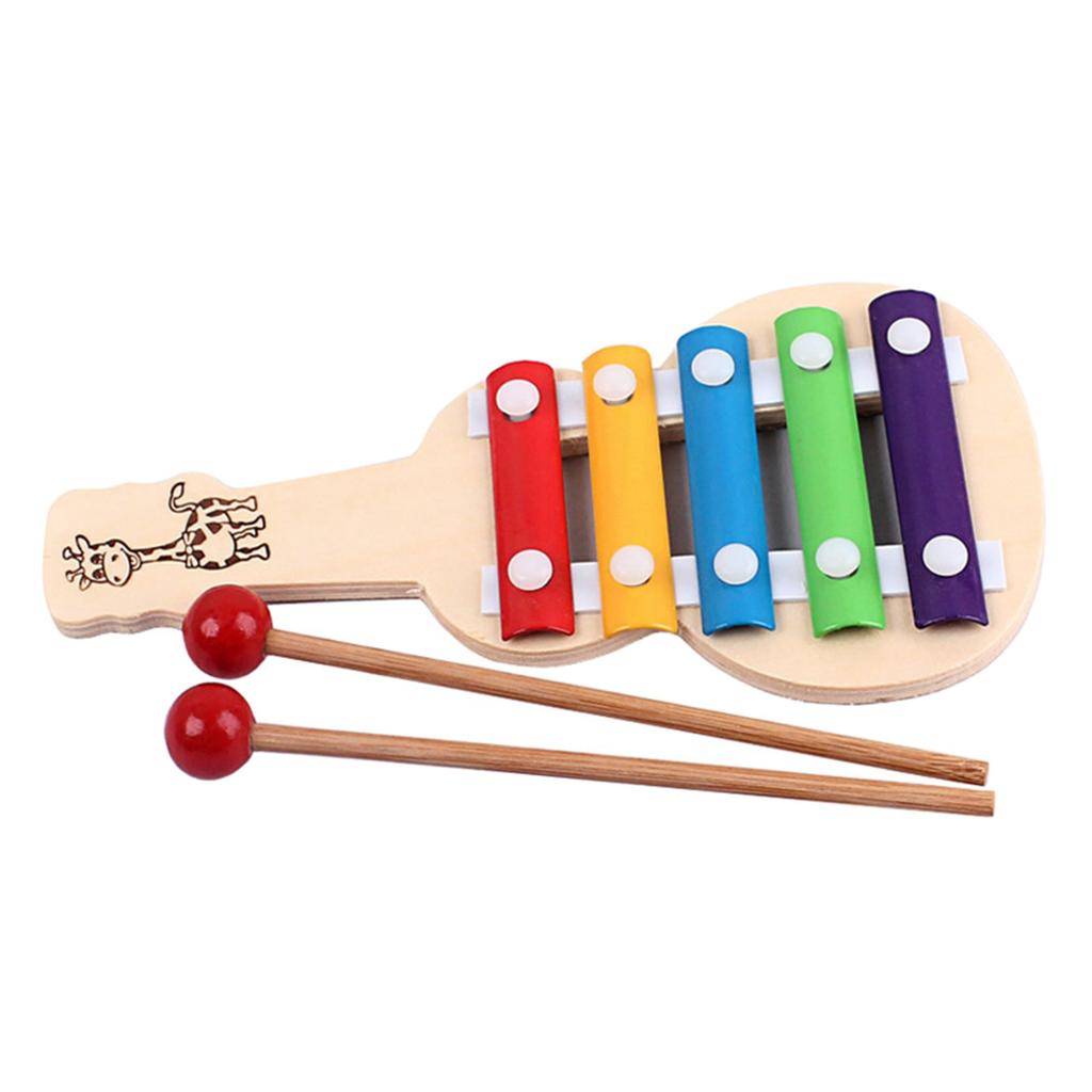 5 Key Glockenspiel Xylophone with 2 Safe Mallets Kids Music Instruments Toy