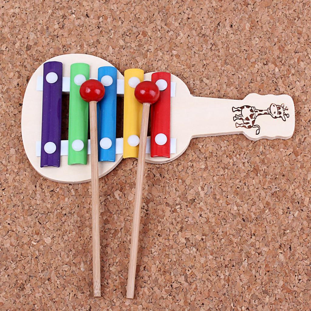 5 Key Glockenspiel Xylophone with 2 Safe Mallets Kids Music Instruments Toy