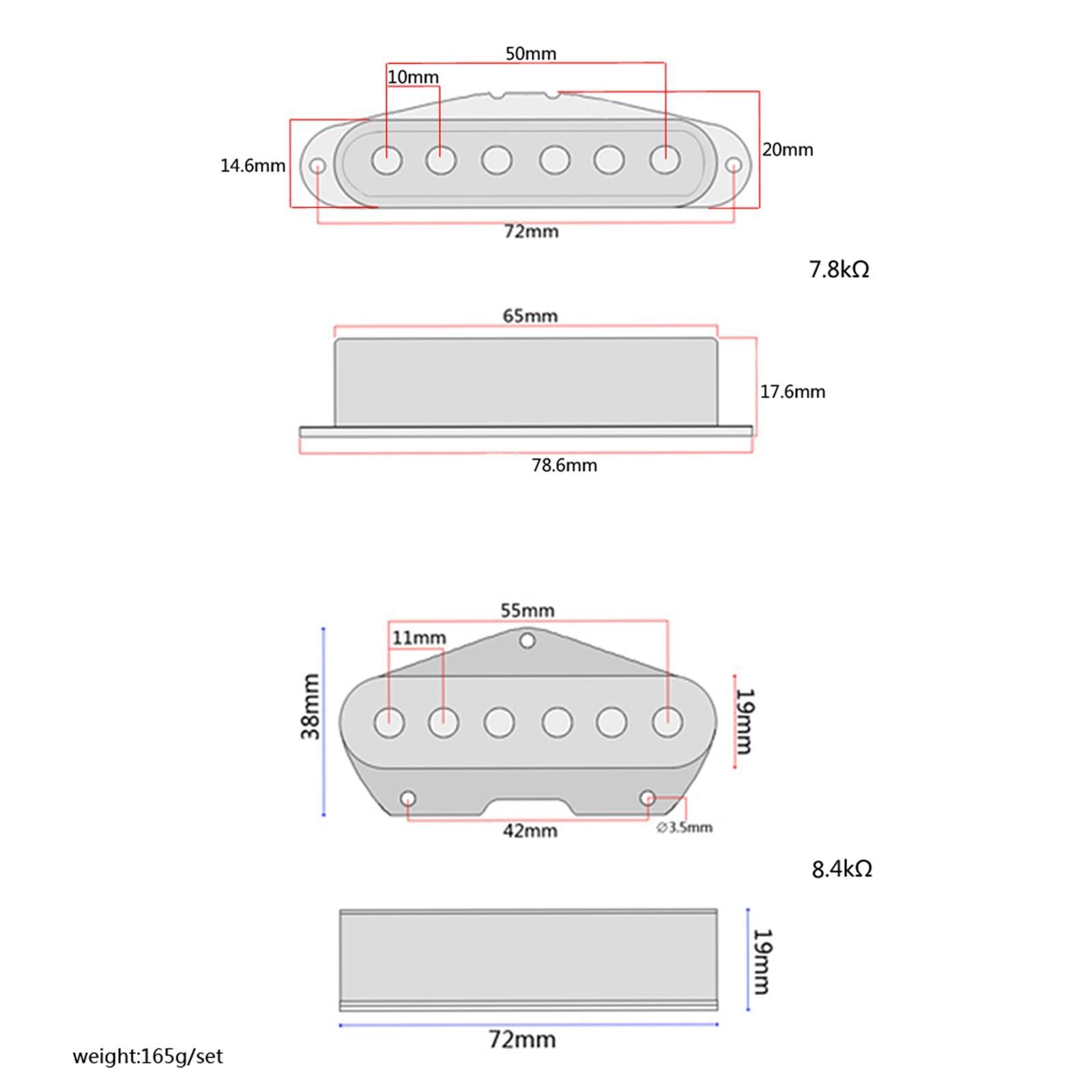 Single Coil Guitar Pickup Set T-Style Electric Guitar Parts Accessories