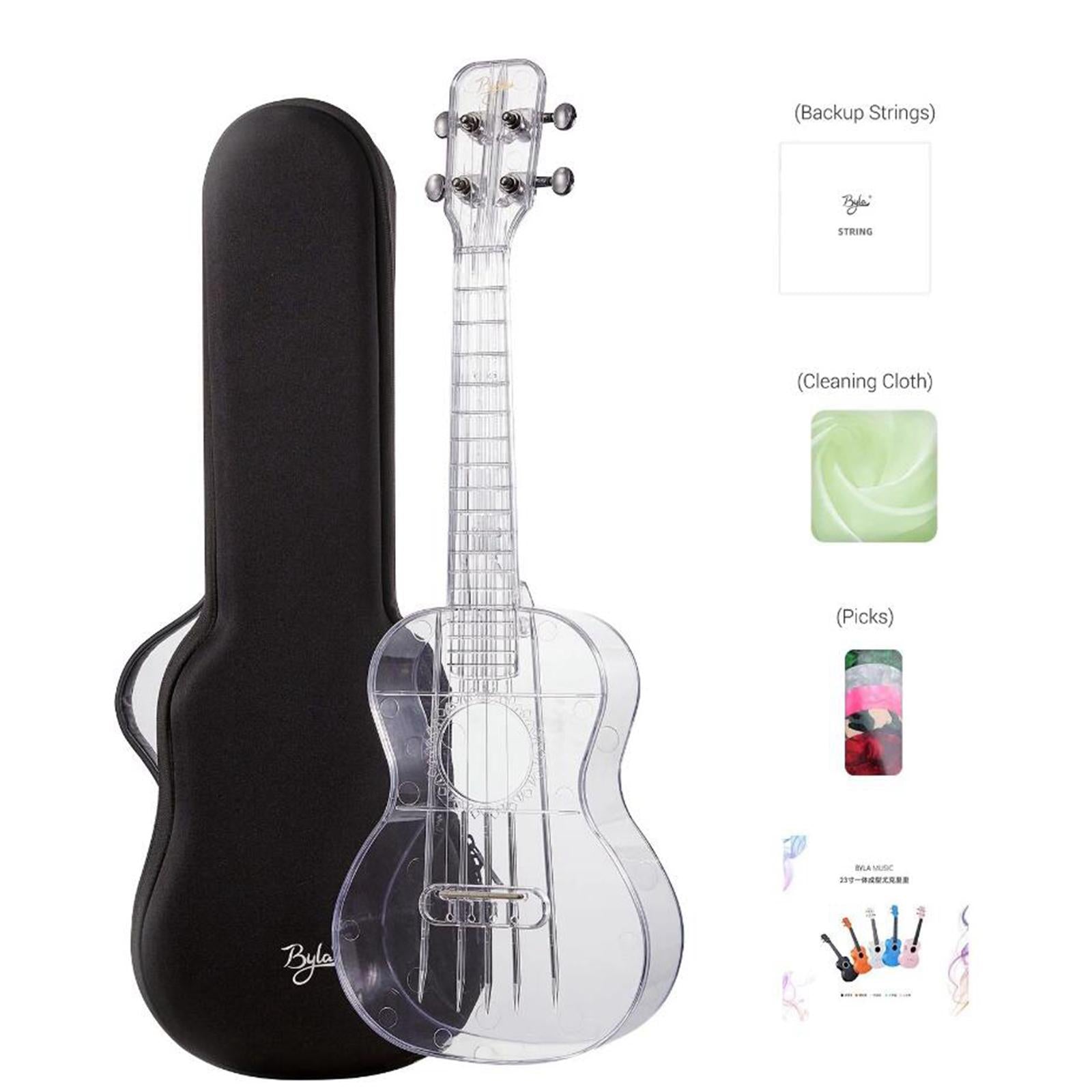 Transparent Ukulele Air-nova 4-String with Gig Bag Strings 3 Picks Gift transparent