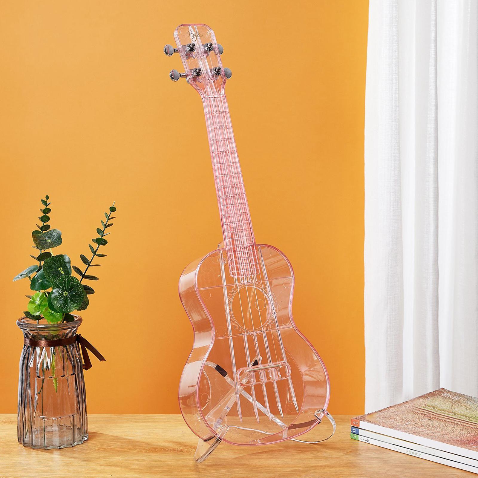 Transparent Ukulele Air-nova 4-String with Gig Bag Strings 3 Picks Gift transparent pink